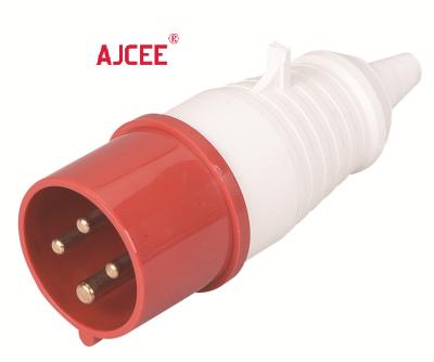 China AJCEE IEC60309 ip44 4pin 380v 32amps Industrial Cable Rack Male Plug With CE for sale