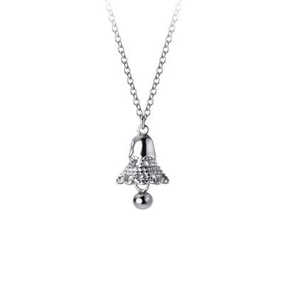 China Cute Silver Christmas Bells Necklace | Rhodium Plated Silver 925 Christmas Bells Pendant With 18