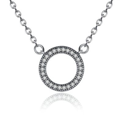 China New FASHIONABLE Personality 925 Sterling Silver Minimalist Round Circle CZ Hollow Zircon Necklace PSN010 for sale