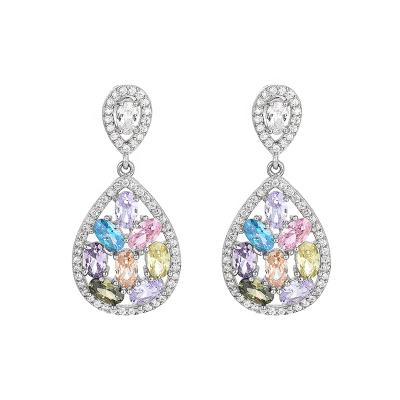 China CLASSIC Drop Shaped Hollow Earrings S925 Sterling Silver Wholesale Color Treasure Jewelry Chandelier Temperament Pendant Earring for sale