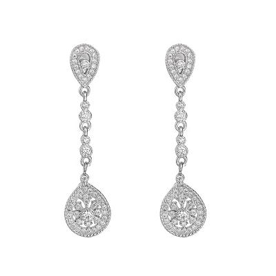 China CLASSIC Chandelier Earrings Female Water Drops Long Insert Zirconia Drop Earrings S925 Sterling Silver Temperament Micro Tassel Earrings for sale