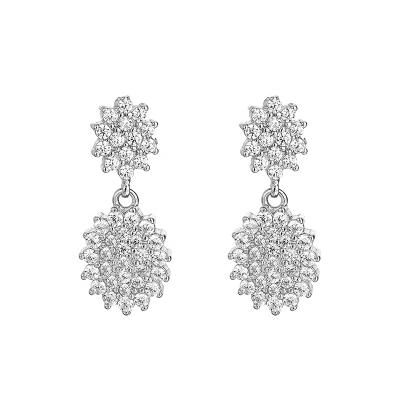 China Luxury Temperament CLASSIC Zirconia Sunflower Dangle Earrings For Women S925 Sterling Silver Earrings Jewelry Female for sale