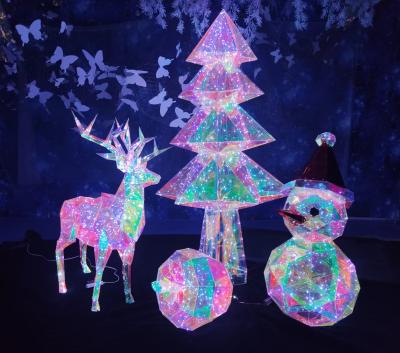 China Colorful Acrylic Dreamy Color 3D Deer Decorations With LED Lights For Christmas Decorations Event Party for sale