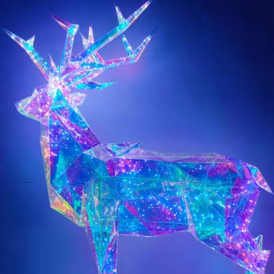 China Colorful Acrylic For Window Decoration Colorful Acrylic Deer 3D Decoration With LED Light for sale