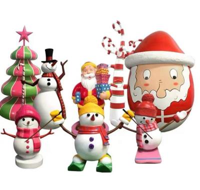 China Worlwide Cartoon Santa Claus Snowman Christmas Decoration Outdoor Fiberglass Sculpture Hotel Mall Gift Box Decoration Large for sale