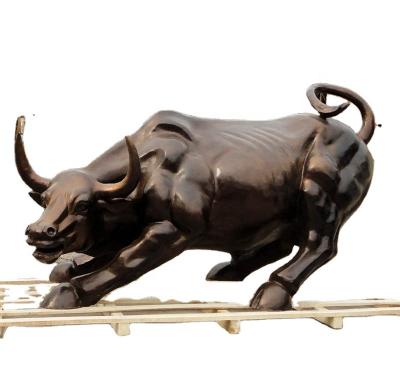 China World Large Outdoor Copper Color Bull Sculpture FRP Square Hotel Decoration Mall Wall Street Ornaments for sale