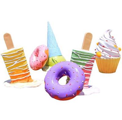 China FRP Donut Macaron Ice Cream Carving Global Amusement Park Dessert Milk Tea Shop Decorations for sale