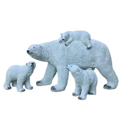 China Large World Park Outdoor Animal Lawn Landscape Garden Ornament Fiberglass Polar Bear Sculpture Model Decoration for sale