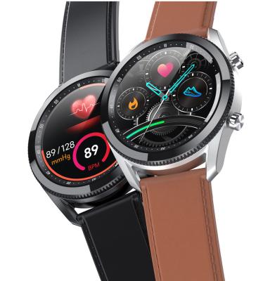 China Wholesale R61 Leather Strap Round Screen Smart Watch Business Style MP3 Playback For Men Heart Rate Blood Pressure Oxygen Sleep Monitoring for sale