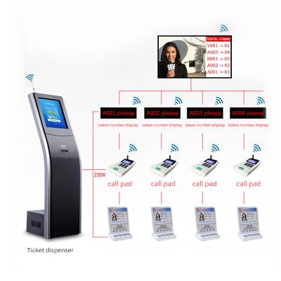 China Wireless Bank Hospital Queue Number Calling System Machine Ticket Dispenser Wireless Queuing System for sale