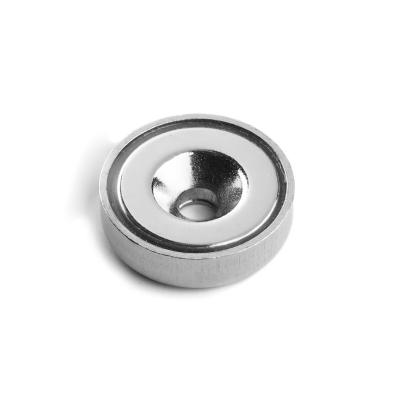 China Super Power 25mm Cup Magnet with Countersunk Hole Strength approx. 19kg Hole d1 5.5mm for sale