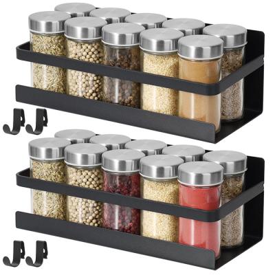 China Magnetic Fridge Organizer With Black Seasoning Racks And Free Hooks for sale