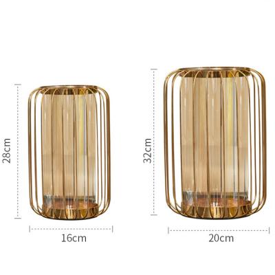 China Wholesale Minimalist Crafts Frame Art Modern Cylinder Metal Vase For Party Decoration for sale