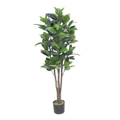 China Contemporary Wholesale Decorative Potted Fake Greenery Plants Artificial Rubber Tree for sale