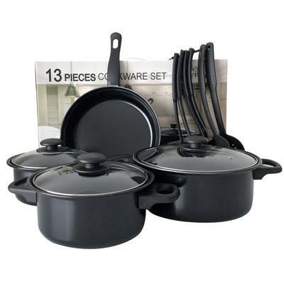 China Sustainable Kitchen Ware Deluxe Frying Pan Pressed Non-Stick Aluminum Pots And Pans Cookware Sets for sale