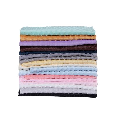 China Shaoxing Anti-Static Plain Polyester Embossed Velvet Minky Dot Fabric For Baby Blanket for sale