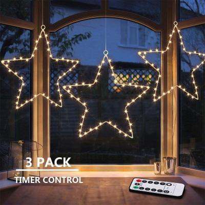 China OYEFLY STAINLESS STEEL Window Lights 3 Pack Christmas Window Star Lights with 8