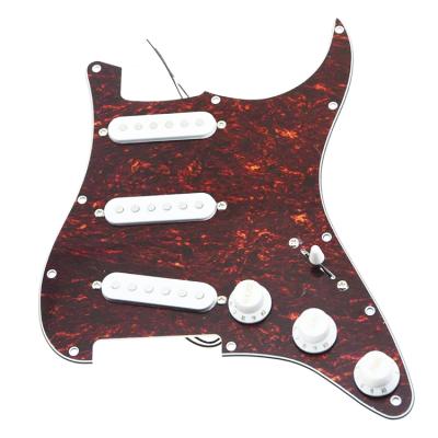 China Prewired SSS Turtle 4Ply SSS Start St Electric Guitar Pickguard With Circuit Pickup For Guitar Accessories for sale