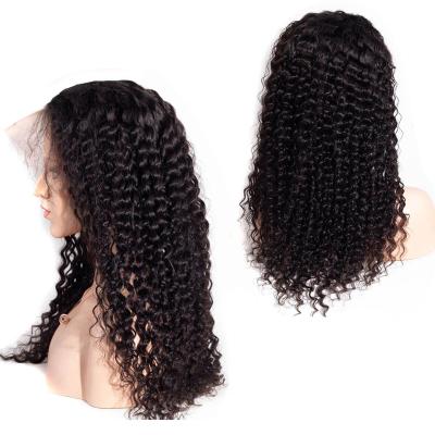 China Other W-FUL Grade 10A Natural Soft Curly Deep Wave Unprocessed Virgin Hair Transparent Bleached Full Lace Knots Brazilian Wig for sale