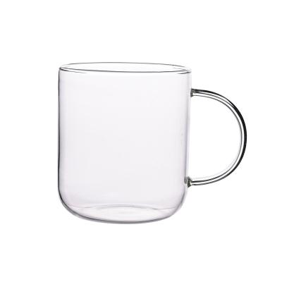 China Sustainable Clear Glass Coffee Mugs Double Wall Transparent Borosilicate Glass Mug With Handle for sale