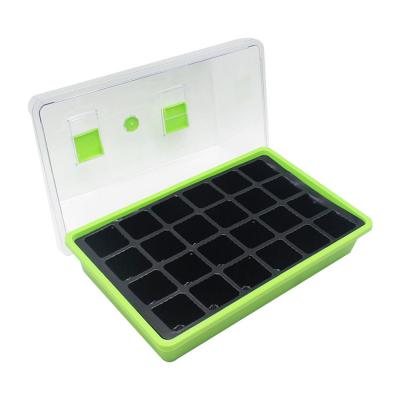 China Indoor Plant Cover Nursery Plastic Breathable Pot Grow Box 24 Cell Germination Sowing Dish Seedling Tray for sale