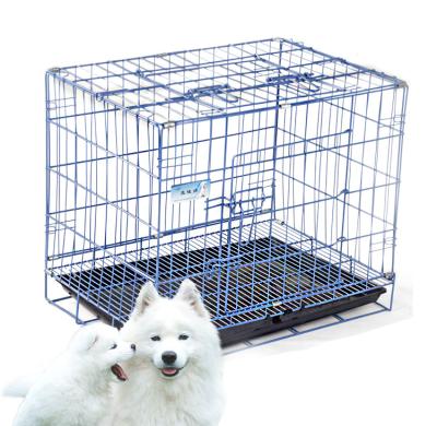 China Mental WYCY 2 Wire Nano-spray Folding Door Dog Crate Kennel Living Goods Dog Cages With Tray for sale