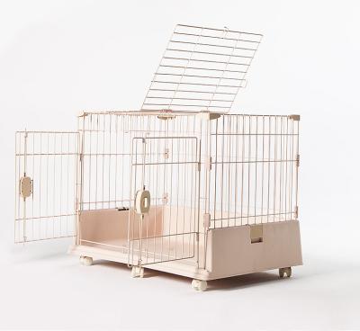 China WYCY Sustainable Dog Crate With Universal Wheels Integrated Base Kennel Dog Cage With 3 Doors for sale