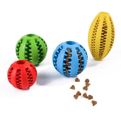 China Dog Viable Molar Ball Leakage Pet Food Amazon Teeth Cleaning Oval Rubber Chew Toy For Dogs for sale