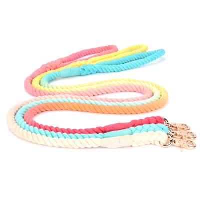 China New Gradient SPLIT Color Hand-dyed Woven Cotton Leash Rope Pet Supplies for sale