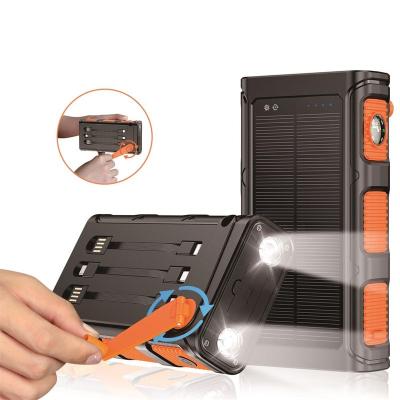 China Type C Solar Mobile Phone Charger Outdoor Camping Hiking 30000mAh  Portable Hand Crank Solar Power Bank For Laptop / Smart Phone for sale