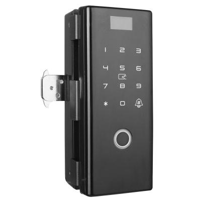 China Tuya APP High Security Smart Home Fingerprint Push Pull Sliding Door Latch For Office Apartment Glass Door Lock for sale