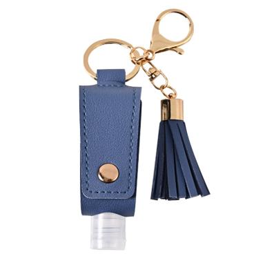 China Europe travel bottle key chain with clear refillable bottle, clear 30ml empty plastic bottle container, tassel refillable bottle holder for sale