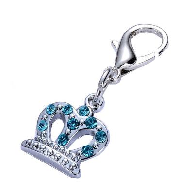 China Wholesale Europe Crown Style Shining Crystal Keyring Dog Pendant Metal Tag For Gifts for sale