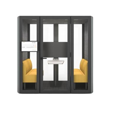 China Steel Plate+Glass+PET Soundproof Panel+Soundproof Hot Selling High Quality Cotton Office Telephone Booth 4 Person Meeting Pods for sale