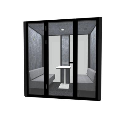 China Portable Privacy 4 Person Acoustic Phone Booth Meeting Office Acoustic Pod 2400w*2730d*2200h for sale