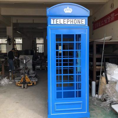 China Beautiful Design Good Quality Exterior Outdoor Decorative Blue Phone Booth With Mood Glass for sale