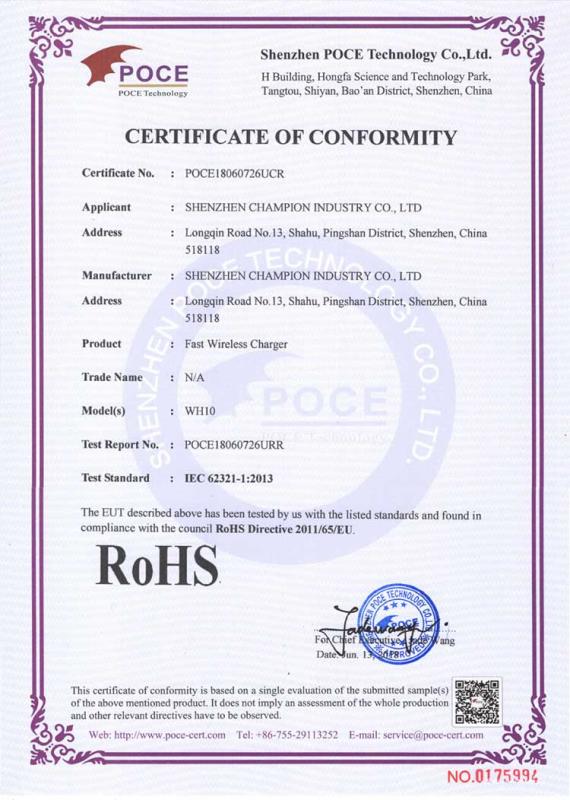 RoHS - Shenzhen Champion Industry Co., Ltd.