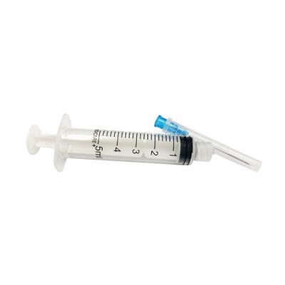 China Hospital Medical Disposable 5ml Injection Plastic Luer Lock Syringe With Needle for sale