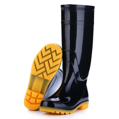 China 2021 Hot Selling Men's High Top Black Tube Non-slip Plastic Shoes Waterproof Raining Boots for sale