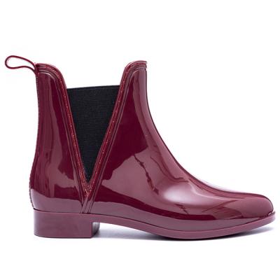 China New Fashion PVC Light Panel Shiny Women Short Elastic Waterproof Tube Non-slip Rubber Rain Boots for sale