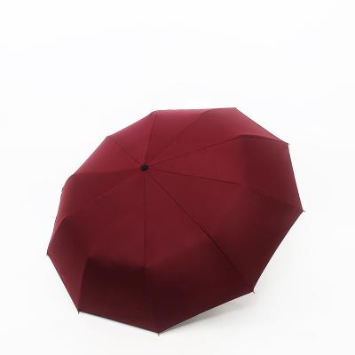 China Hot Selling Custom 10 Bone Solid Color High Quality 3 Fold Beach Umbrella Anti-UV Windproof for sale