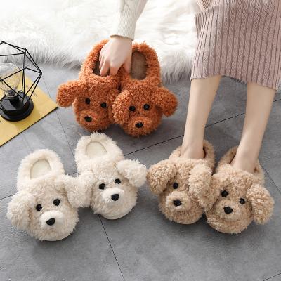 China Keep warm 2021 new winter fluffy plush women's slippers warm home children's teddy bear slippers for sale