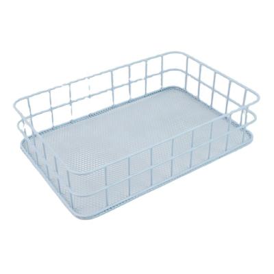 China White Color Wire Mesh Tray Cup Desk Drawer Organizer Desk Sundries Storage Container for sale