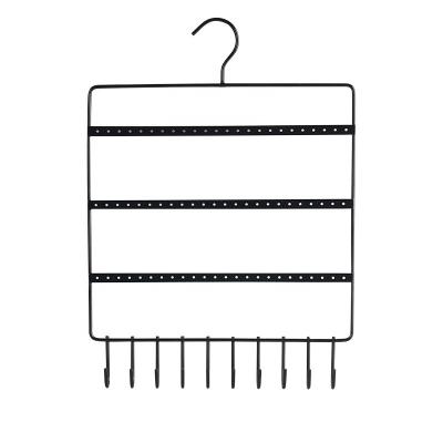 China Necklace Hanging Ring Organizer Metal Wall Mounted Necklace Rack with 30 Individual Pegs and Divided Jewelry Tray for sale