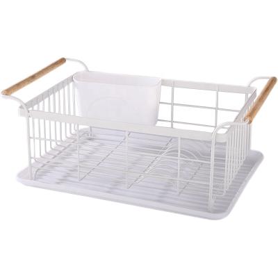 China Hot Selling Viable 2 Layer Kitchen Dish Rack Tray Rack With Plastic Tray Stake Dish Rack Kitchen Storage Rack Metal Dish Rack for sale