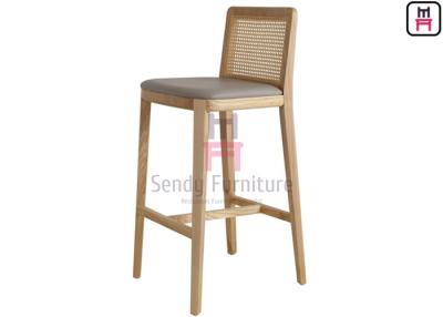 China Vintage Rattan Back Bar Stool Size H75cm Solid Ash Wood Frame Without Armrest for sale