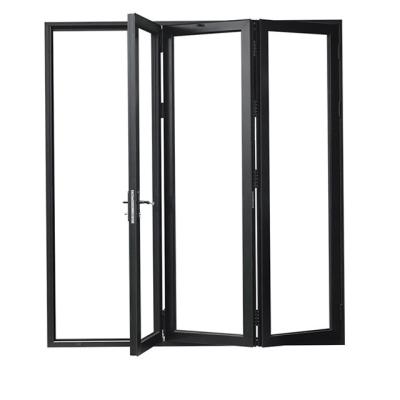 China Sound Insulation Aluminum Alloy Accordion Glass Bi Folding Door System Wholesale Folding Door For Restaurant for sale