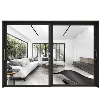 China Front Entrance Waterproof Powder Coated Retractable Frame Aluminum Construction Chinese Slide 3 Glass Doors And Windows for sale