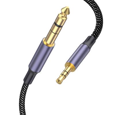 China Fashionalbe 6.35mm Male to 3.5mm TRS Male Stereo Audio Cable 3.28FT/1Meter with Zinc Alloy Housing and Nylon Braid Compatible for sale