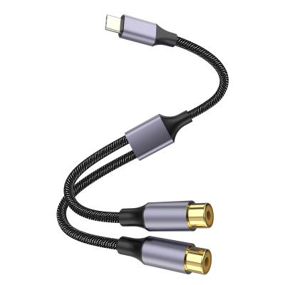 China Convenient USB C to RCA Audio Cable, Type C to 2 RCA Female to Male Y Splitter Cord with DAC Chip Compatible with Protection Pro for sale